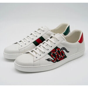 NEW AUTHENTIC Gucci Ace Embroidered Snake Sneakers Men Size 17 US Leather